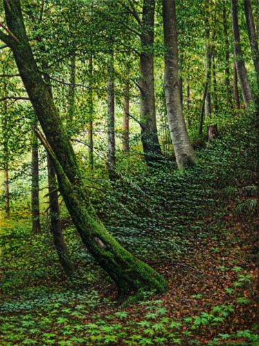 Malerei mit dem Titel "Laubwald in der Näh…" von Jura, Original-Kunstwerk, Öl