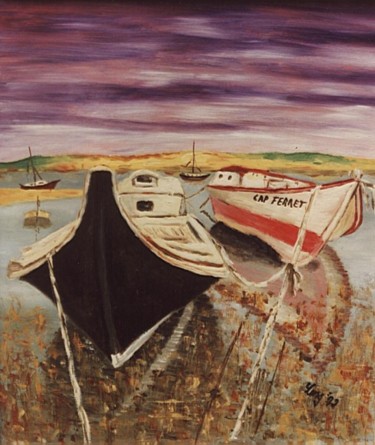 Malerei mit dem Titel "Fischerboote" von Jürgen Lang, Original-Kunstwerk