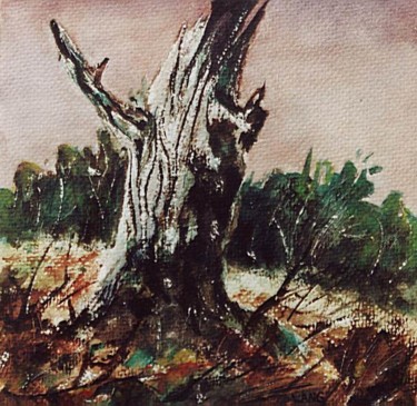 Malerei mit dem Titel "Baumstumpf" von Jürgen Lang, Original-Kunstwerk