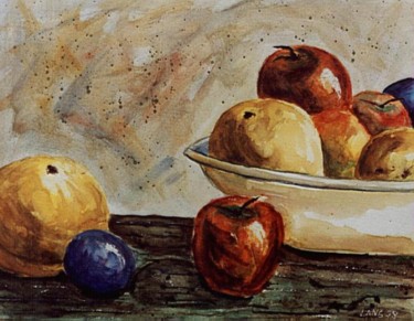 Malerei mit dem Titel "Stilleben mit Früch…" von Jürgen Lang, Original-Kunstwerk