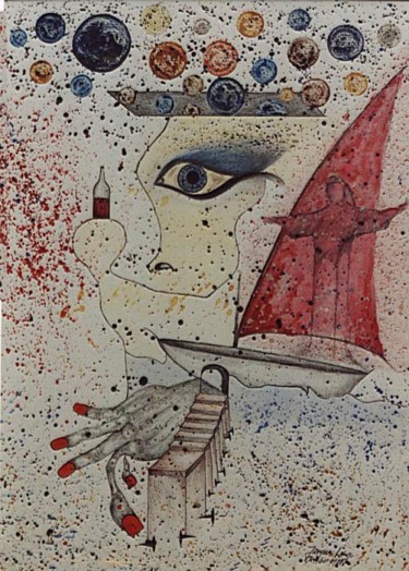 Malerei mit dem Titel "Der Segler" von Jürgen Lang, Original-Kunstwerk