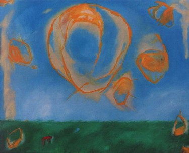 Malerei mit dem Titel "The orange Spirits" von Jürgen Lang, Original-Kunstwerk