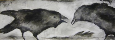 Painting titled "Ravens - Talk1" by Jürgen Lang, Original Artwork