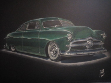 Рисунок под названием "1950 Ford custom" - Jg, Подлинное произведение искусства, Карандаш