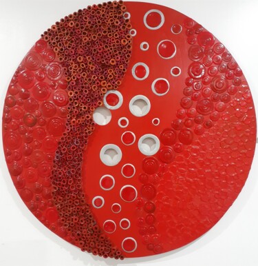 Sculpture titled "Pours Button" by Julee Latimer, Original Artwork, Acrylic