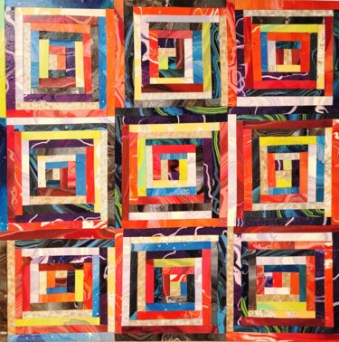 Collagen mit dem Titel "Square Dance" von Julee Latimer, Original-Kunstwerk, Acryl