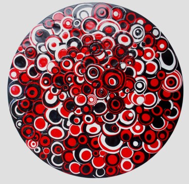 Κολάζ με τίτλο "Bullseye" από Julee Latimer, Αυθεντικά έργα τέχνης, Ακρυλικό Τοποθετήθηκε στο Ξύλινο πάνελ