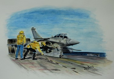 Painting titled "CDG R91, Last flight" by Julien Delente (Jules), Original Artwork, Watercolor