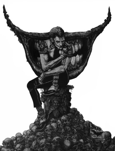 Desenho intitulada "La nostalgie de la…" por Jules Berthomier-Charles, Obras de arte originais, Tinta