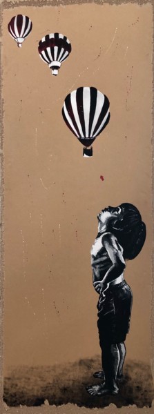 Peinture intitulée "Les montgolfières -…" par Lu_, Œuvre d'art originale, Acrylique