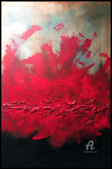 Peinture intitulée "Tempête ardente" par Jules, Œuvre d'art originale, Acrylique