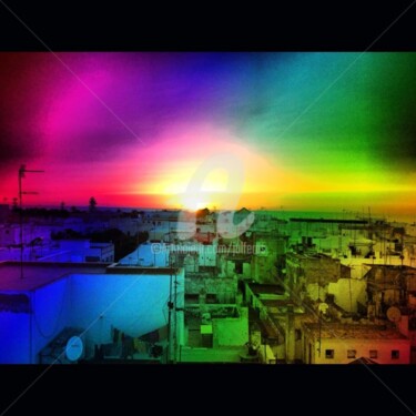Digitale Kunst mit dem Titel "Cadiz techno rainbow" von Julferas, Original-Kunstwerk, 2D digitale Arbeit