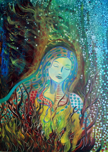 Painting titled "Mother" by Julianna Dávid, Original Artwork, Acrylic