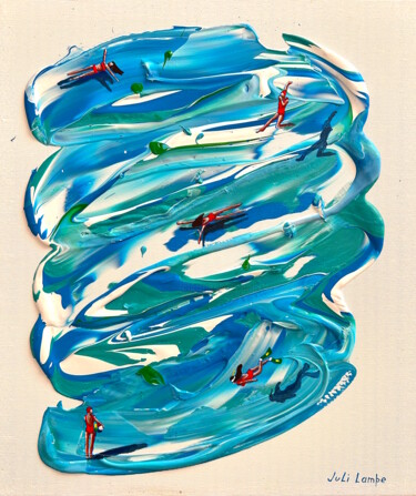 Pittura intitolato "Swimming Lovers." da Juli Lampe, Opera d'arte originale, Olio
