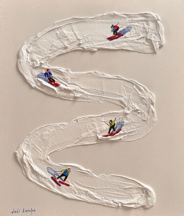 Peinture intitulée "Winter Ski Lovers." par Juli Lampe, Œuvre d'art originale, Acrylique