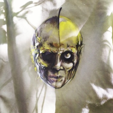 Art textile intitulée "Crâne" par Sha, Œuvre d'art originale, Acrylique