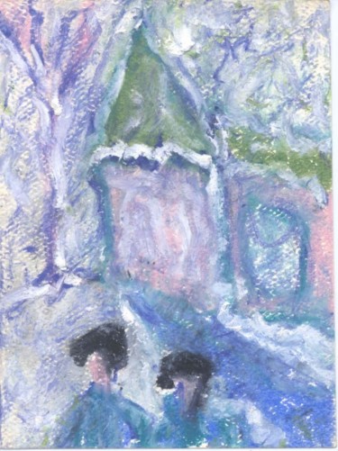 Painting titled "House in Snow" by Juli Southmayd, Original Artwork