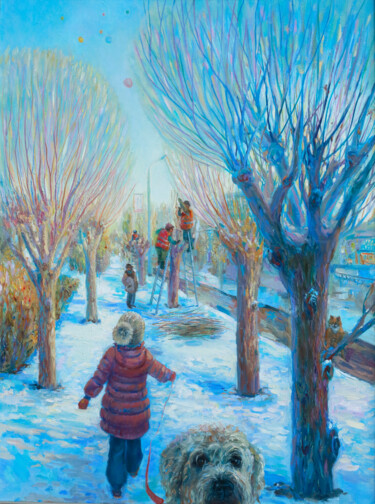 Картина под названием "Солнечный день" - Julia Abramoshvili, Подлинное произведение искусства, Масло Установлен на Деревянна…