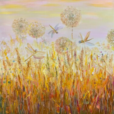 Painting titled "Honey heaven" by Julia Abramoshvili, Original Artwork, Oil Mounted on Wood Stretcher frame