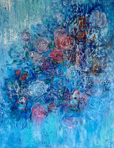 Painting titled "Aroma of blue" by Julia Abramoshvili, Original Artwork, Oil