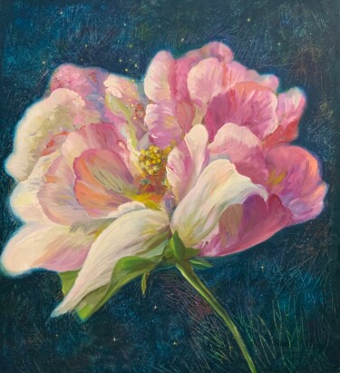Painting titled "Joyful flower" by Julia Abramoshvili, Original Artwork, Oil