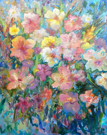 Painting titled "SUNNY DAY IN THE GA…" by Julia Abramoshvili, Original Artwork, Oil
