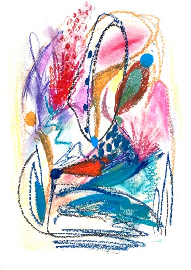 Рисунок под названием "composition abstrai…" - Julia Abramoshvili, Подлинное произведение искусства, Пастель Установлен на к…