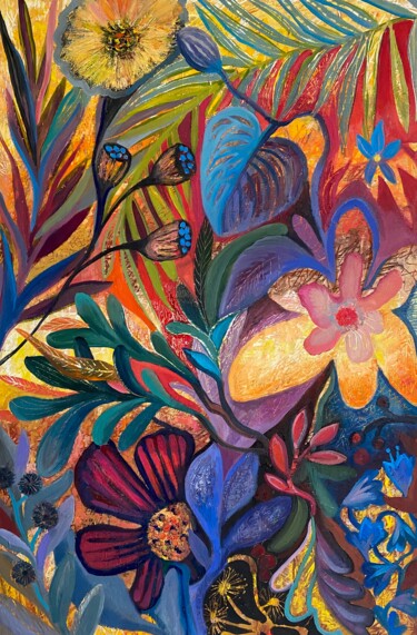 Картина под названием "Velvet jungle" - Julia Abramoshvili, Подлинное произведение искусства, Масло