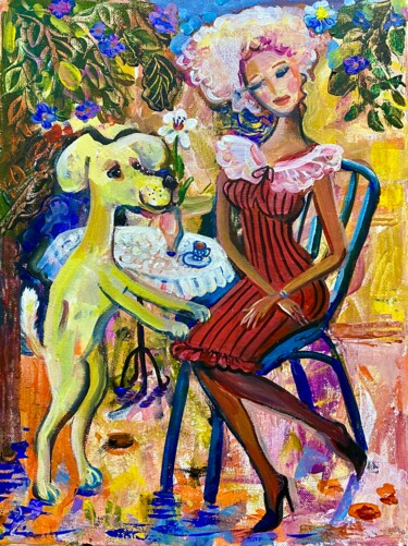Painting titled "Je suis à toi pour…" by Julia Abramoshvili, Original Artwork, Acrylic Mounted on Wood Stretcher frame