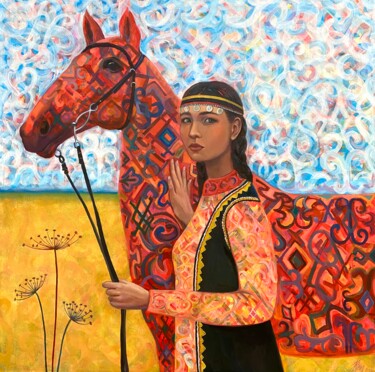 Malerei mit dem Titel "song about homeland" von Julia Abramoshvili, Original-Kunstwerk, Acryl