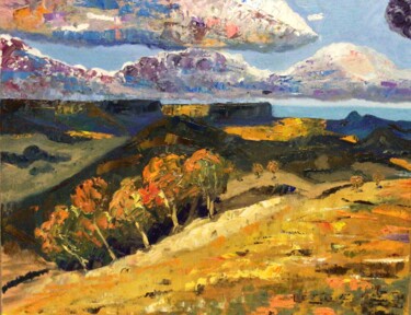 Картина под названием "Осень пришла" - Julia Anikina, Подлинное произведение искусства, Масло Установлен на Деревянная рама…