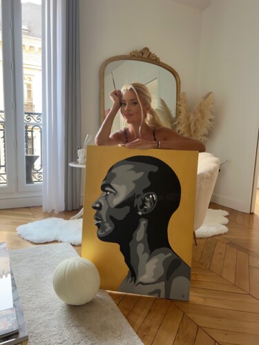 "MJ golden" başlıklı Tablo Julia Battaia tarafından, Orijinal sanat, Akrilik Ahşap Sedye çerçevesi üzerine monte edilmiş