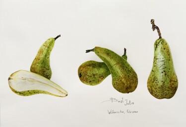 Painting titled "Common pear" by Julia Birst, Original Artwork, Watercolor