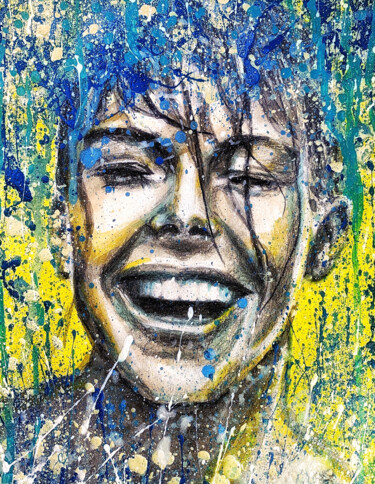 Картина под названием "Laughing in rain" - Julia Brinkfrau, Подлинное произведение искусства, Акрил