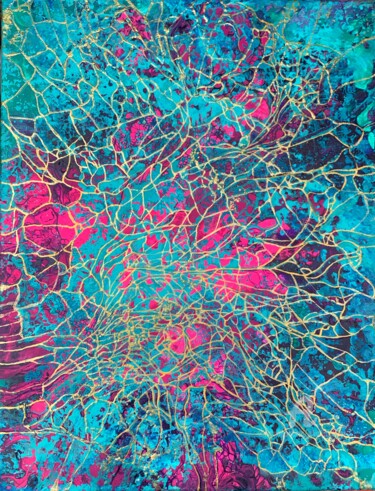 Картина под названием "Abstract Turquoise…" - Julia Brinkfrau, Подлинное произведение искусства, Акрил