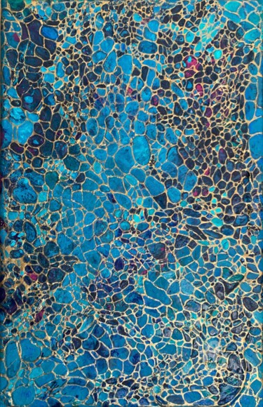 Pintura intitulada "Abstract turquoise…" por Julia Brinkfrau, Obras de arte originais, Acrílico