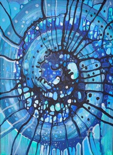 「Blue abstract portal」というタイトルの絵画 Julia Brinkfrauによって, オリジナルのアートワーク, アクリル