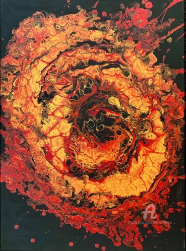 Pittura intitolato "Red black gold spir…" da Julia Brinkfrau, Opera d'arte originale, Acrilico
