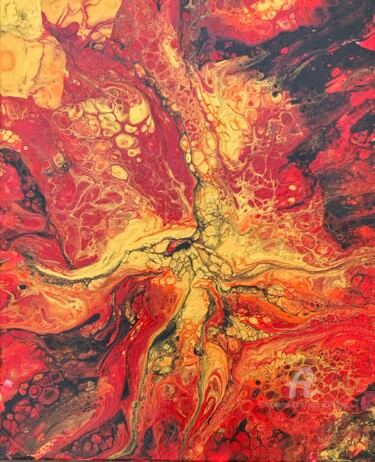 Painting titled "Bloody Mary flow red" by Julia Brinkfrau, Original Artwork, Acrylic