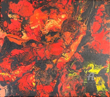 Peinture intitulée "Abstract Red Autumn" par Julia Brinkfrau, Œuvre d'art originale, Acrylique