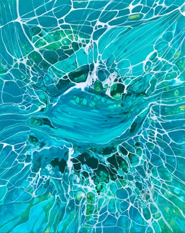 Pintura intitulada "Turquoise abstract…" por Julia Brinkfrau, Obras de arte originais, Acrílico