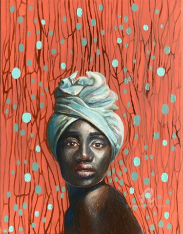 Pittura intitolato "Black woman portrai…" da Julia Brinkfrau, Opera d'arte originale, Olio