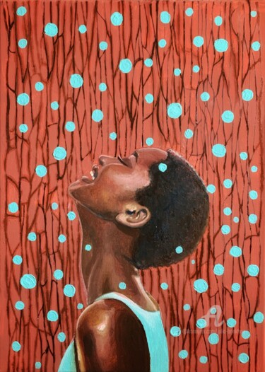 Pintura titulada "Afro woman terracot…" por Julia Brinkfrau, Obra de arte original, Oleo