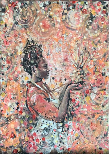 Pintura intitulada "Black girl with ana…" por Julia Brinkfrau, Obras de arte originais, Acrílico