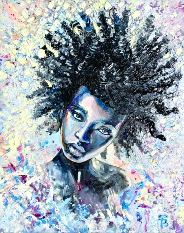 Malarstwo zatytułowany „black young woman o…” autorstwa Julia Brinkfrau, Oryginalna praca, Olej