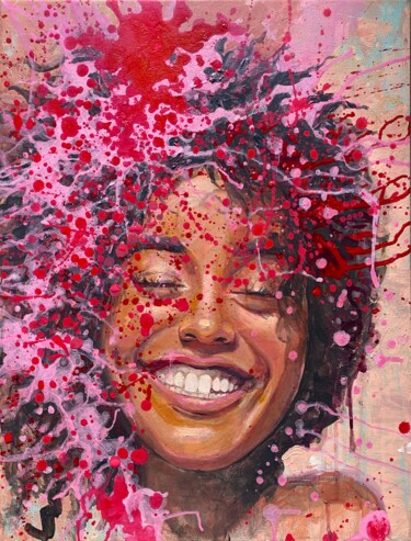 Картина под названием "colorful black girl…" - Julia Brinkfrau, Подлинное произведение искусства, Акрил