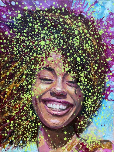 Картина под названием "joyful colorful bla…" - Julia Brinkfrau, Подлинное произведение искусства, Масло
