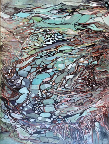 "Large abstract gree…" başlıklı Tablo Julia Brinkfrau tarafından, Orijinal sanat, Petrol