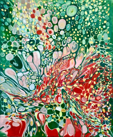 Painting titled "abstract art green…" by Julia Brinkfrau, Original Artwork, Oil