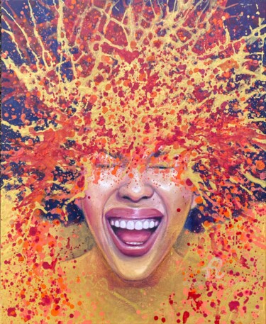 Ζωγραφική με τίτλο "colorful laughing w…" από Julia Brinkfrau, Αυθεντικά έργα τέχνης, Λάδι